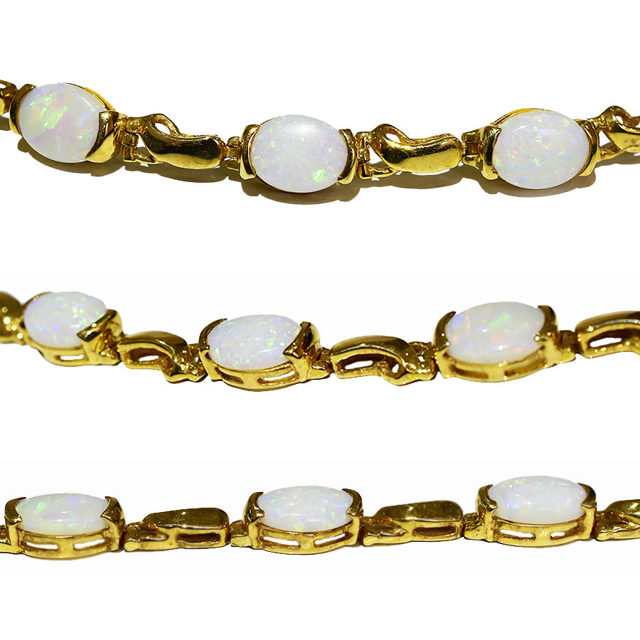 14K Yellow Gold Crystal Opal Bracelet BGSY14k-014(8x6)