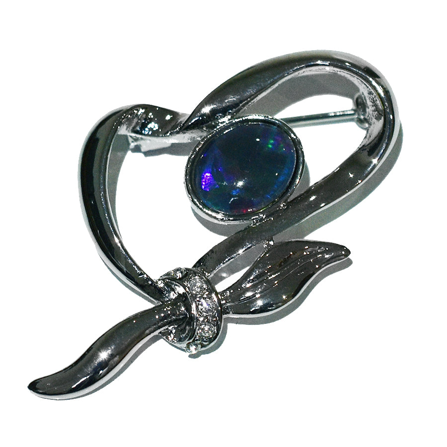 Black Triplet Opal Brooch/Pin 18k White GP CR0756TR(10x8)