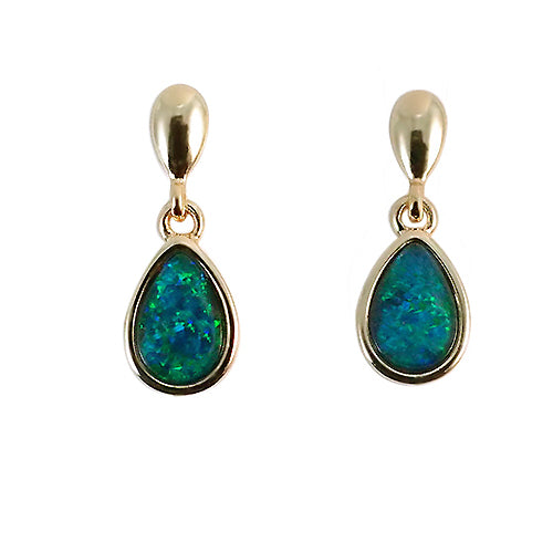 Sterling Silver Triplet Opal Earrings 18K GP E189TG
