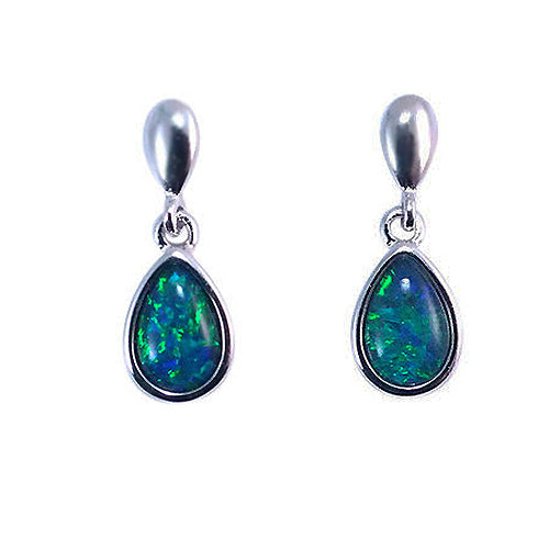 Sterling Silver Triplet Opal Earrings E189 10X7 TR