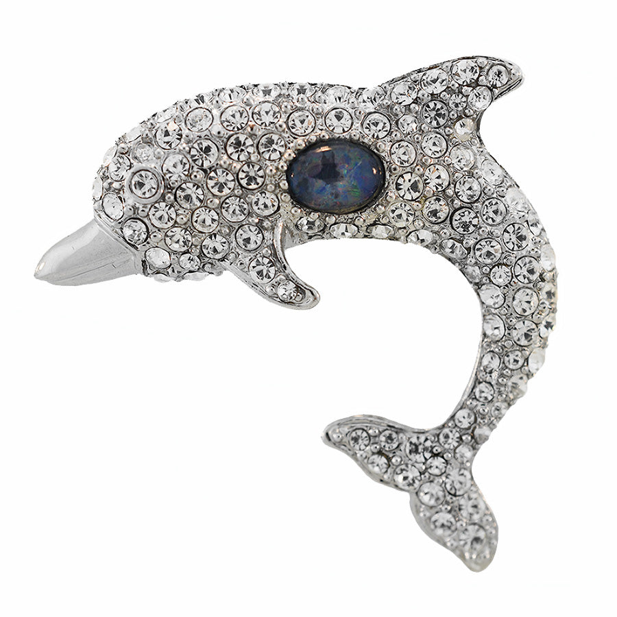 Dolphin Brooch/Pin 18k White GP HB0356TR(7x5)