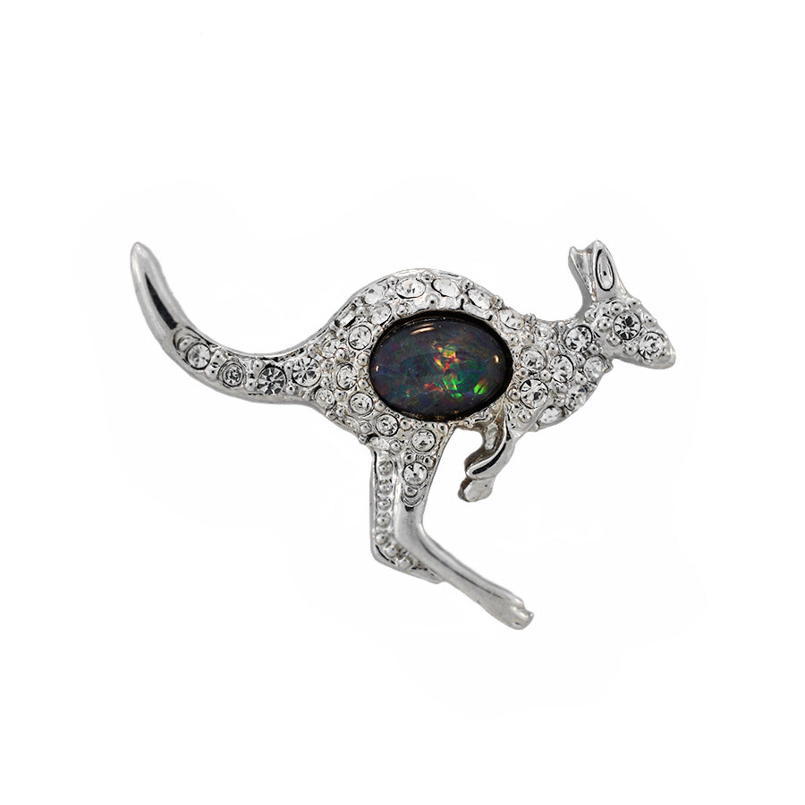 Kangaroo Brooch/Lapel Pin 18k White GP HB0359TT-TR