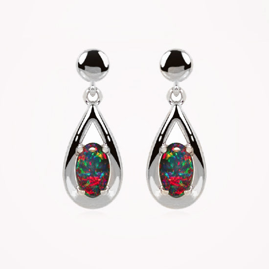 Sterling Silver Triplet Opal Earrings OE0008 6&times;4