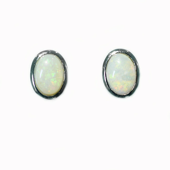 Sterling Silver Solid Light Opal Earrings OE0009SR (7x5mm)