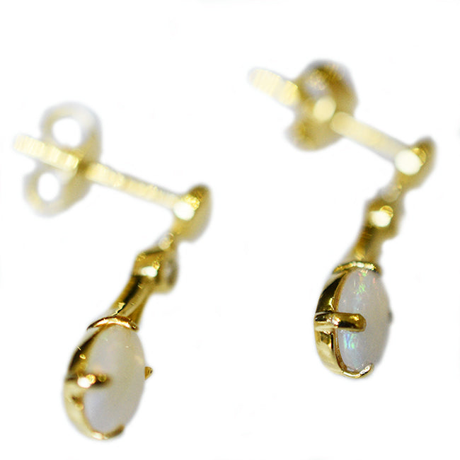 Sterling Silver Solid Light Opal Earrings 18K GP OE0014SG (7x5mm opals)