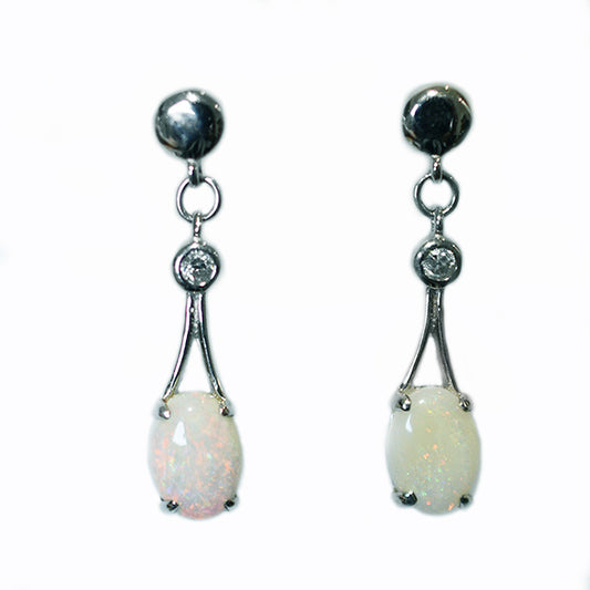 Sterling Silver Solid Light Opal Earrings OE0014SR (7x5mm opals)