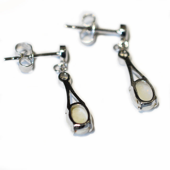 Sterling Silver Solid Light Opal Earrings OE0014SR (7&times;5)