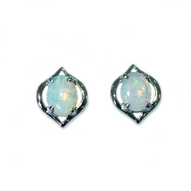 Sterling Silver Solid Light Opal Earrings OE0015SR (7x5mm opals)