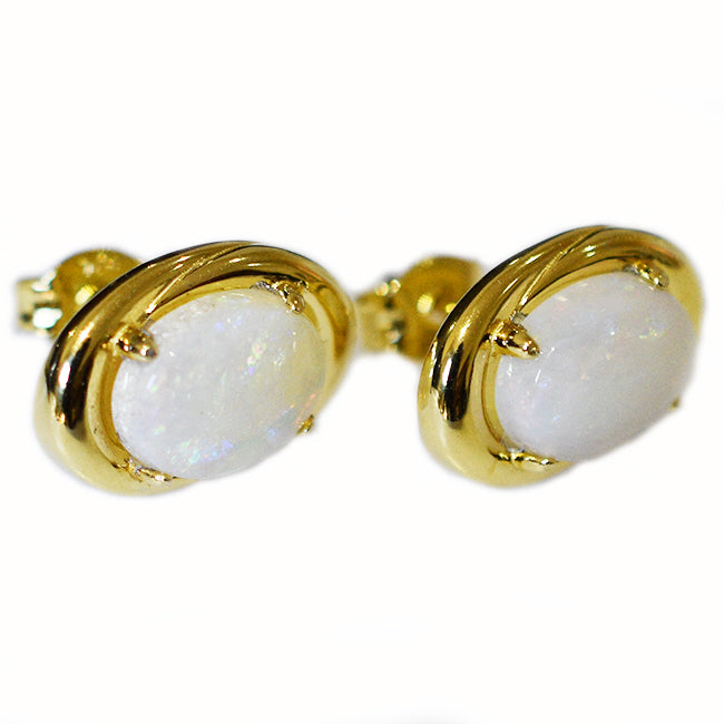 Sterling Silver Solid Light Opal Earrings 18K GP OE0023SG