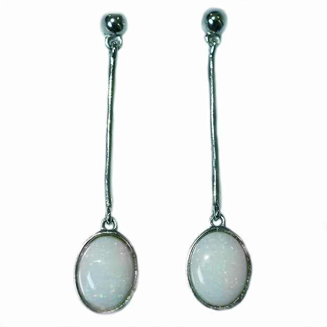 Sterling Silver Solid Light Opal Earrings OE0029SR