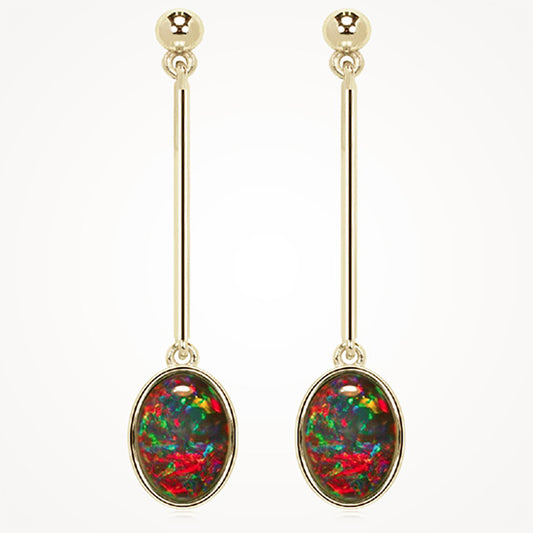 Sterling Silver Triplet Opal Earrings 18K GP OE0029TG