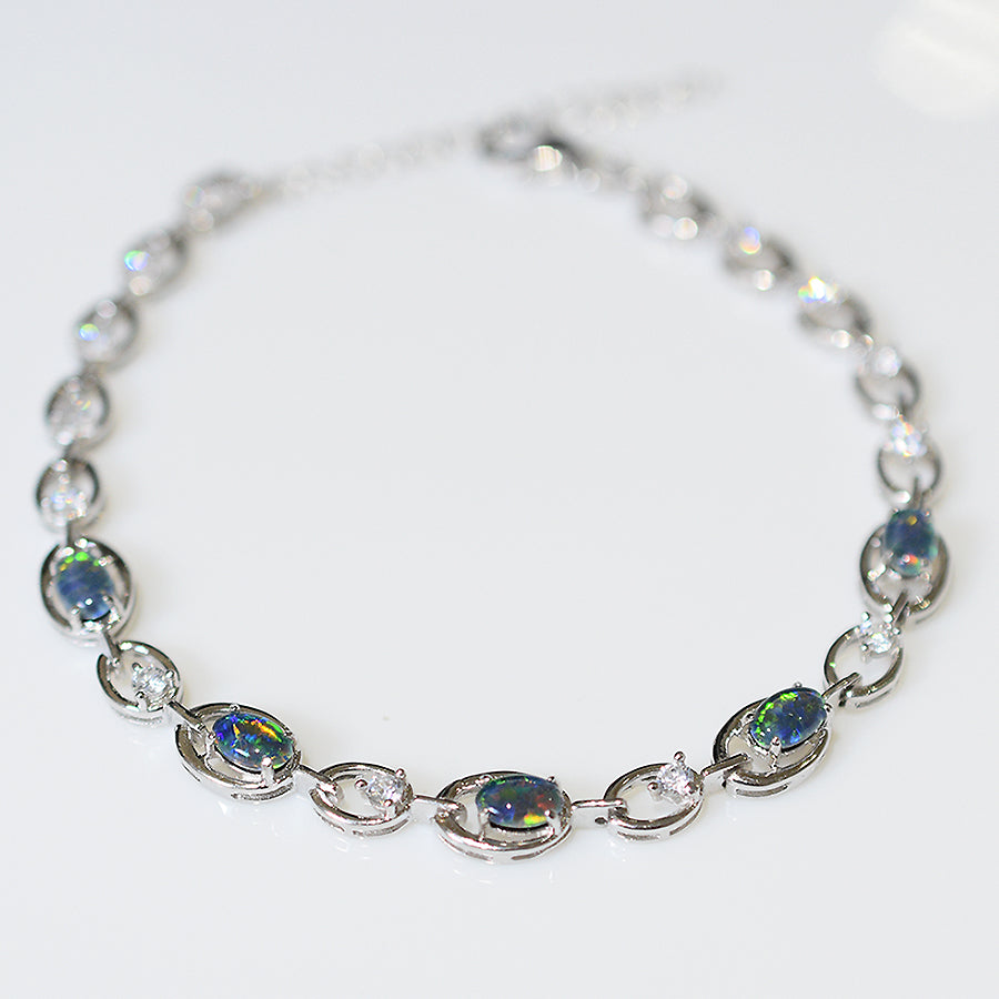 Sterling Silver Black Triplet Opal Bracelet OL0002TR