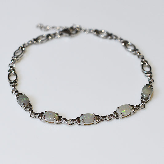 Sterling Silver Solid Light Opal Bracelet OL0004SR (7x5mm opals)