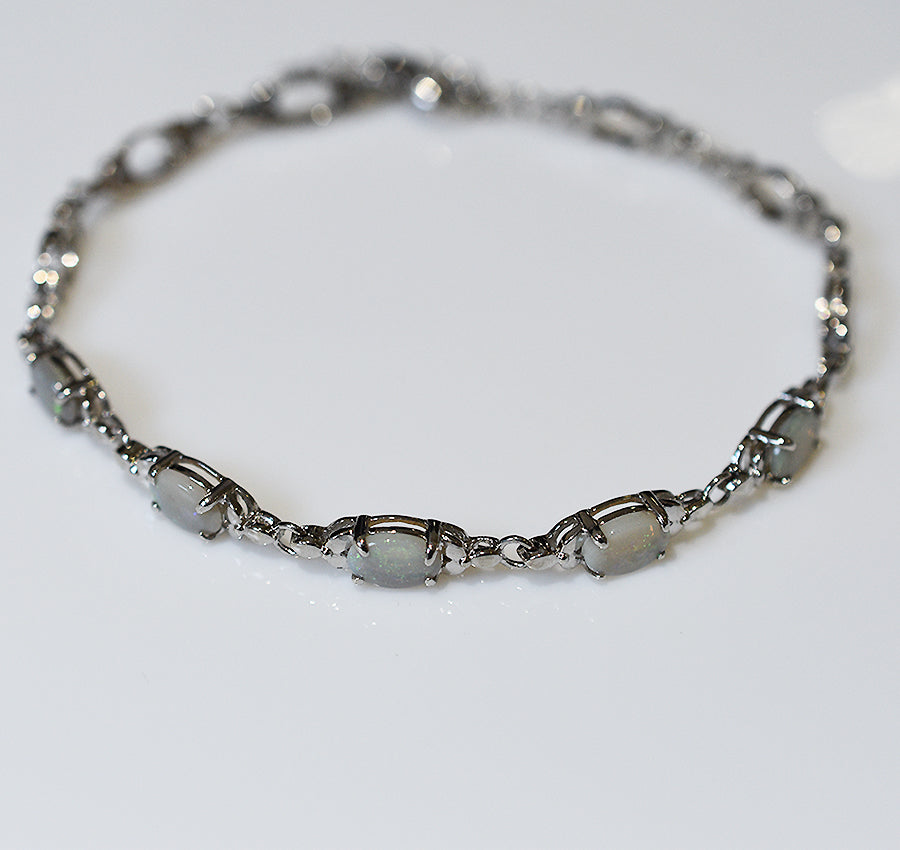 Sterling Silver Solid Light Opal Bracelet OL0004SR (7×5)