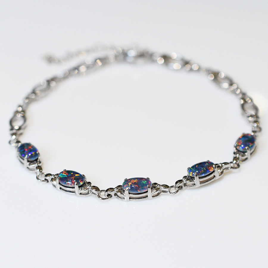 Sterling Silver Black Triplet Opal Bracelet OL0004TR (7x5)