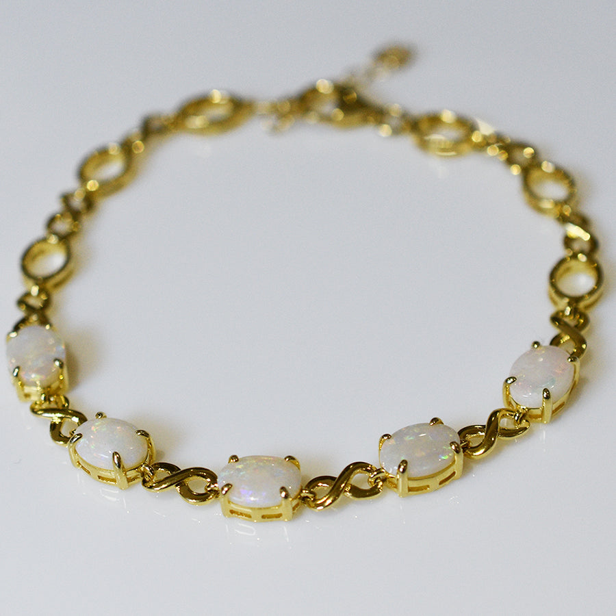 Sterling Silver Solid Light Opal Bracelet 18K GP OL0005SG (8×6)