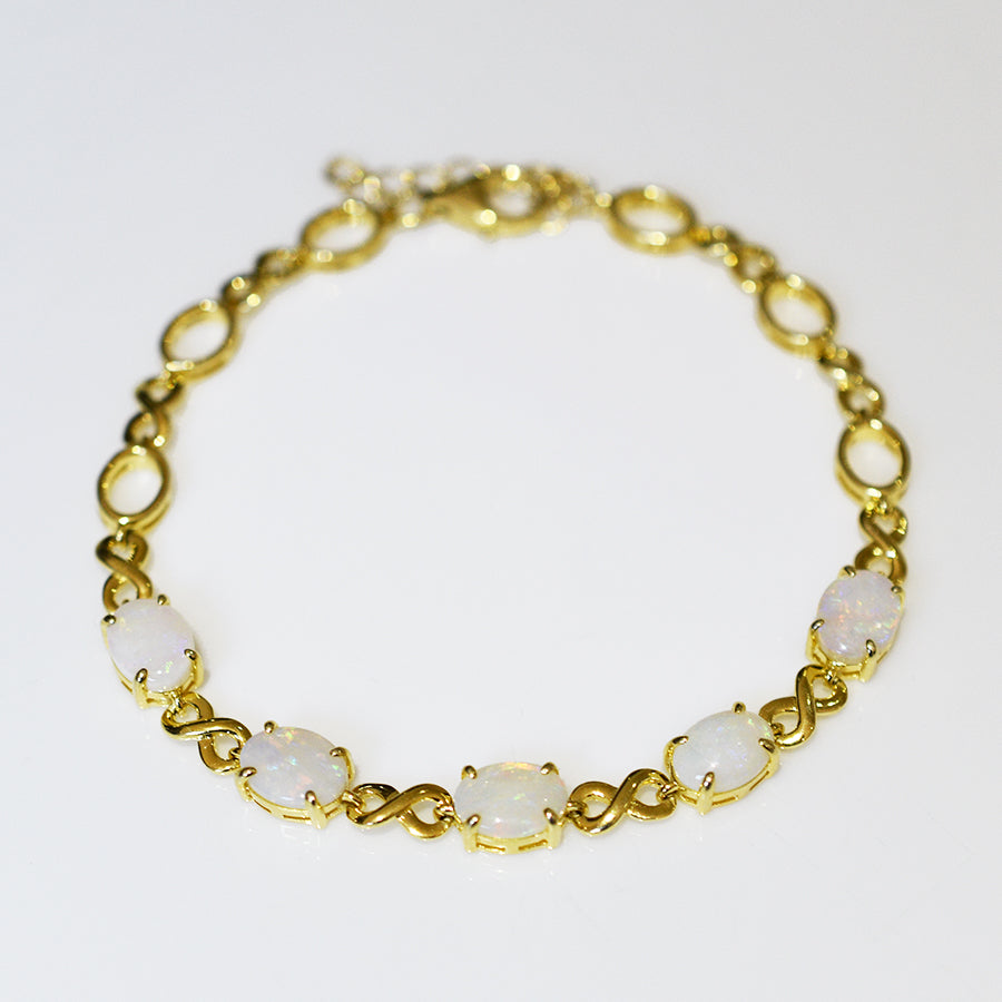 Sterling Silver Solid Light Opal Bracelet 18K GP OL0005SG (8×6)