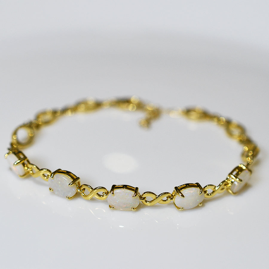 Sterling Silver Solid Light Opal Bracelet 18K GP OL0005SG (8×6)