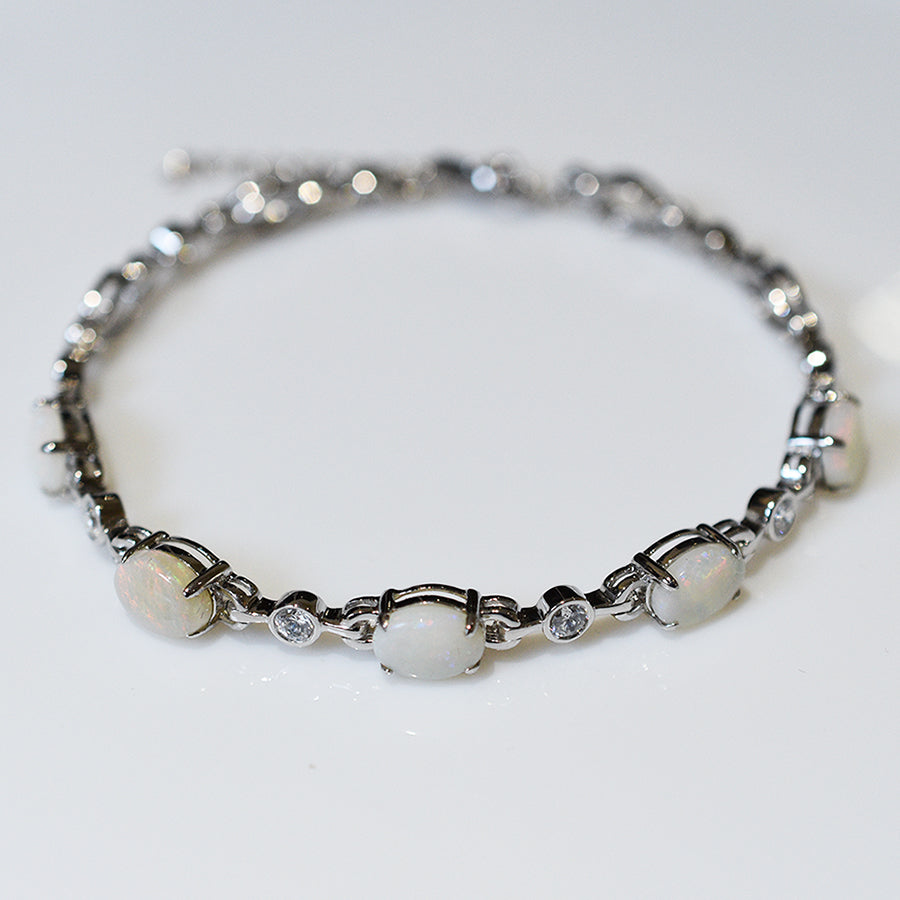 Sterling Silver Solid Light Opal Bracelet OL0006SR (8×6)