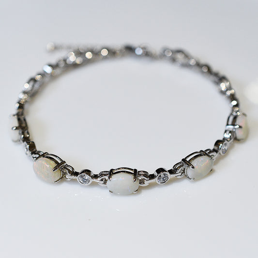 Sterling Silver Solid Light Opal Bracelet OL0006SR (8x6mm opals)