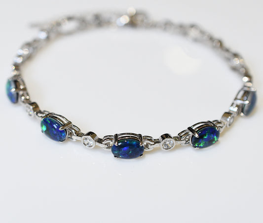 Sterling Silver Black Triplet Opal Bracelet OL0006TR