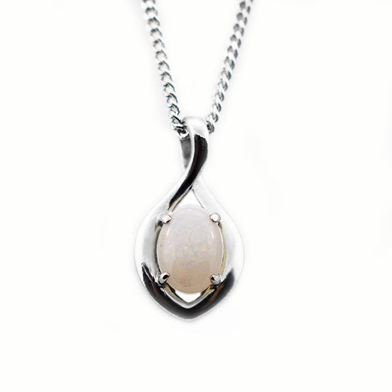 Solid Light Opal Sterling Silver Necklace OP0001SR 7x5mm opal