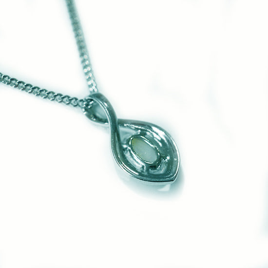 Solid Light Opal Sterling Silver Necklace  OP0001SR 7x5mm opal