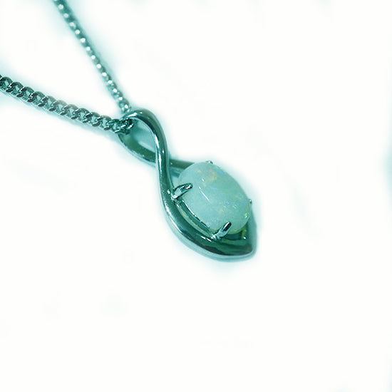 Solid Light Opal Sterling Silver Necklace OP0001SR 7x5mm opal