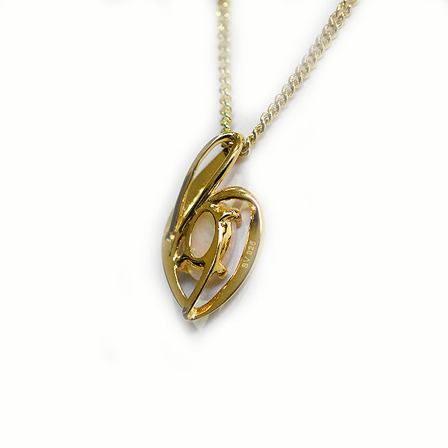 Solid Light Opal Sterling Silver Necklace 18K GP OP0002SG