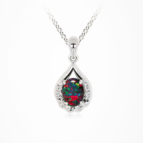 Sterling Silver Triplet Opal Necklace OP0007TR