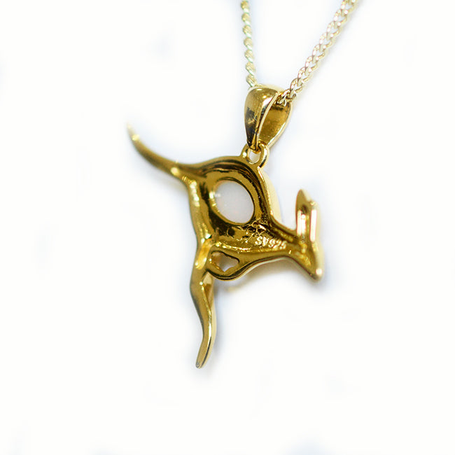 Solid Light Opal Sterling Silver Kangaroo Necklace 18K GP OP0009SG