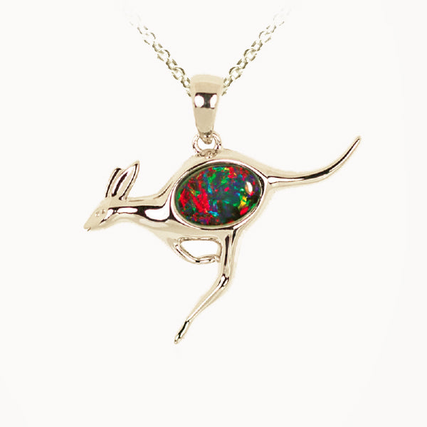 Sterling Silver Triplet Opal Necklace 18k GP OP0009TG