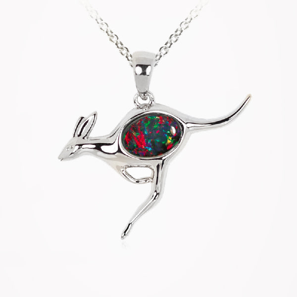 Sterling Silver Triplet Opal Kangaroo Necklace OP0009TR