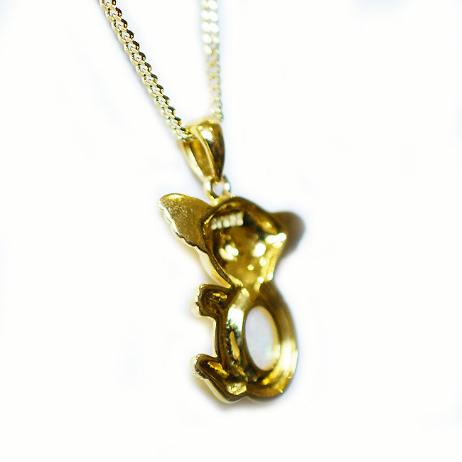 Solid Light Opal Sterling Silver Koala Necklace 18K GP OP0010SG