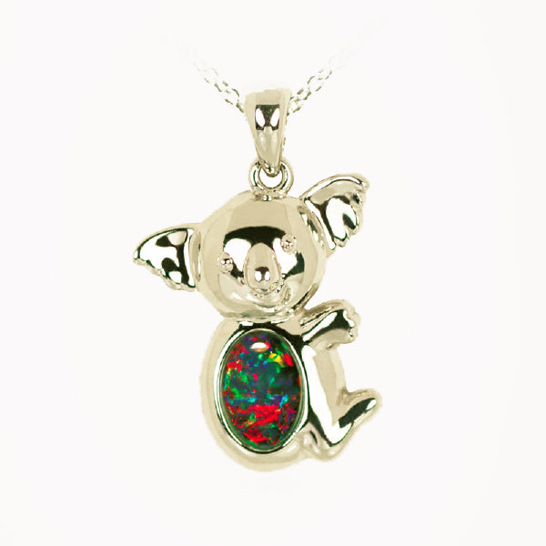 Sterling Silver Triplet Opal Koala Necklace 18k GP OP0010TG