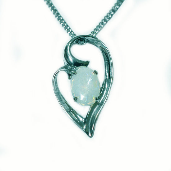 Solid Light Opal Sterling Silver Necklace OP0011SR 8X6