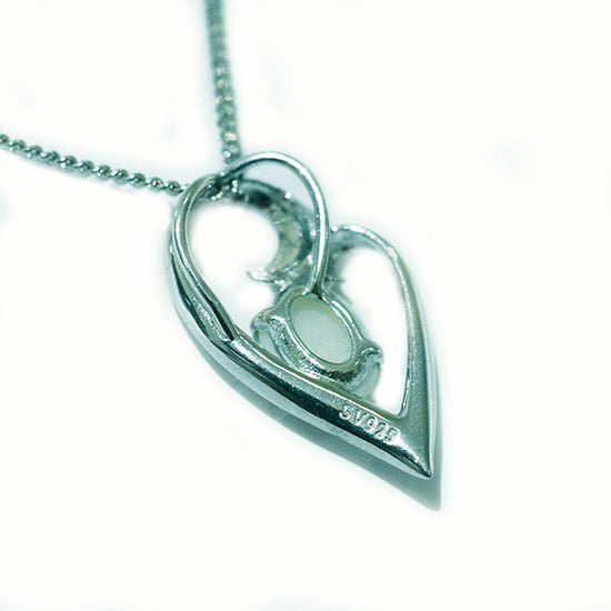 Solid Light Opal Sterling Silver Necklace OP0011SR 8X6