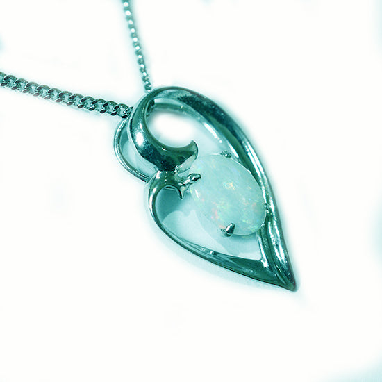 Solid Light Opal Sterling Silver Necklace OP0011SR 8X6