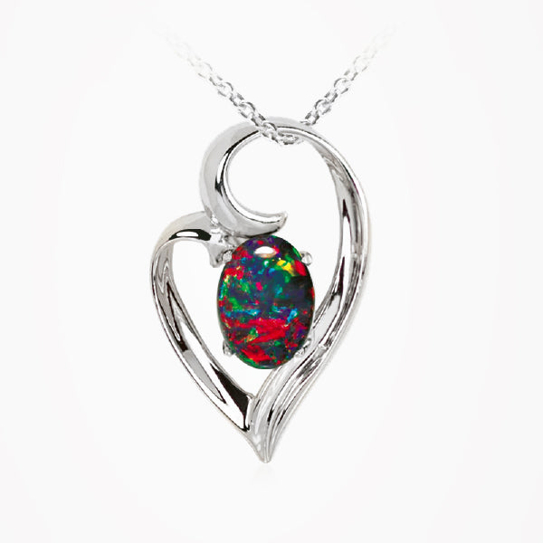 Sterling Silver Triplet Opal Necklace OP0011TR
