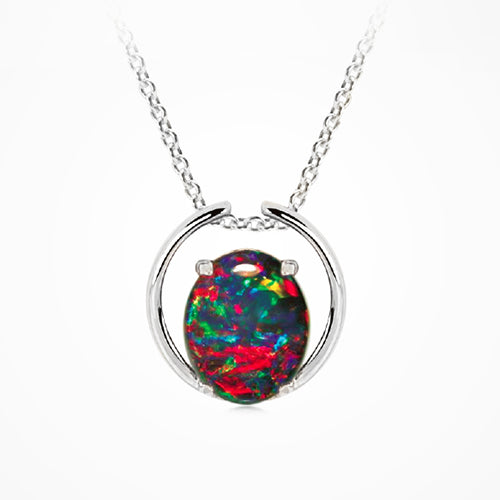 Sterling Silver Triplet Opal Necklace (10x8mm)