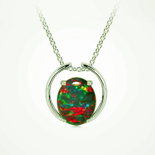 Sterling Silver Triplet Opal Necklace 18K GP OP0026TG