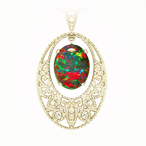 Sterling Silver Triplet Opal Necklace 18k GP OP0029TG