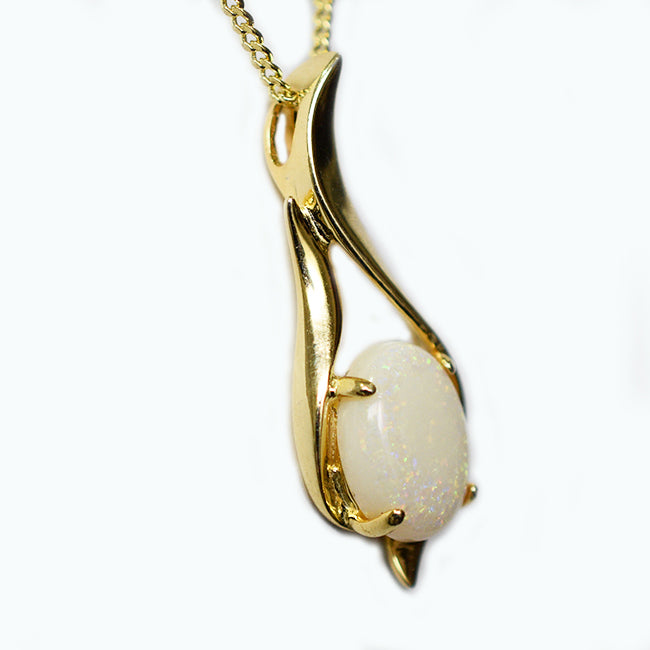 Solid Light Opal Sterling Silver Necklace 18K GP OP0030SG