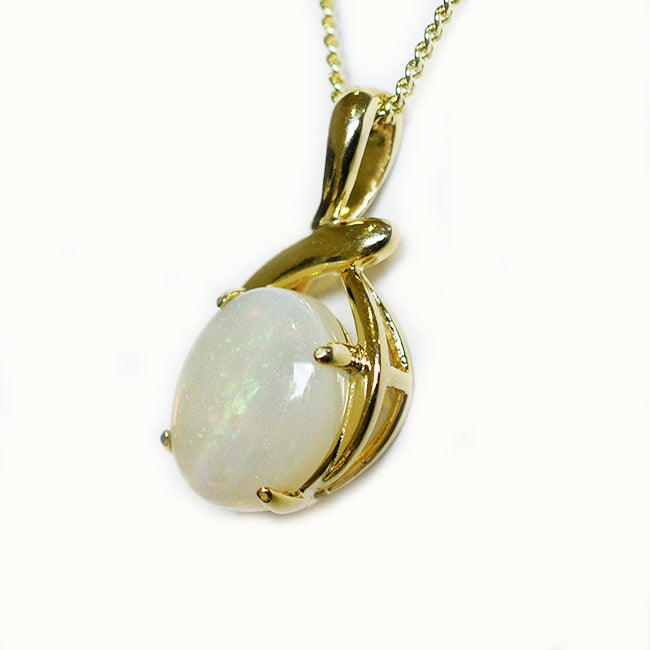Solid Light Opal Sterling Silver Necklace 18K GP OP0037SG