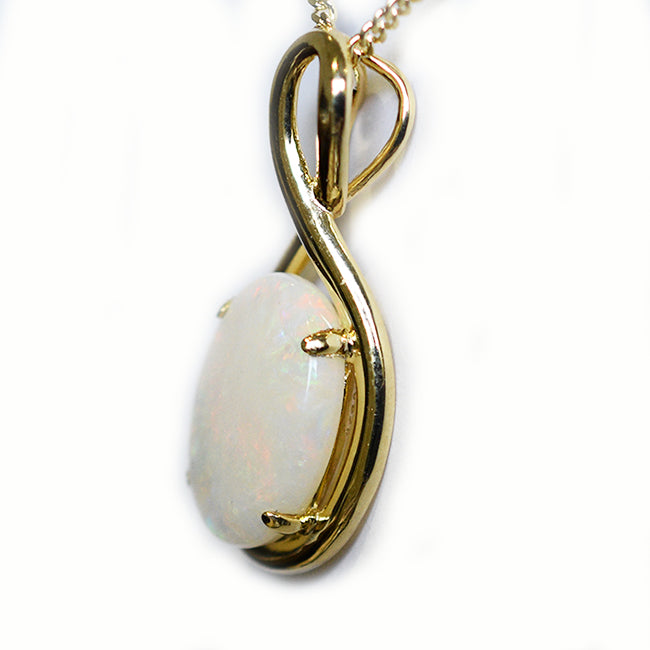 Large Solid Light Opal Sterling Silver Necklace 18K GP OP0041SG