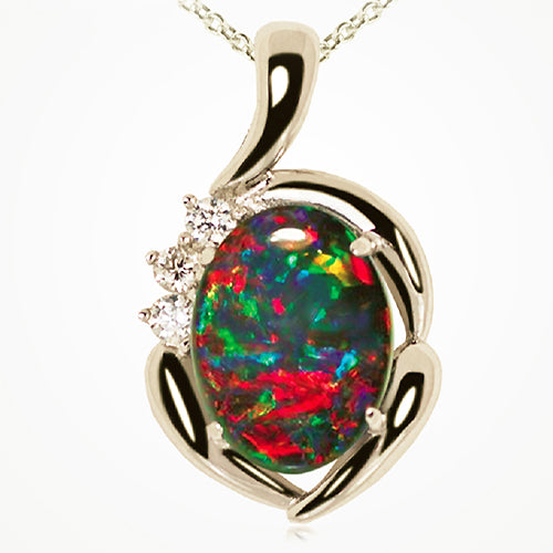 Sterling Silver Triplet Opal Necklace 18k GP OP0042TG