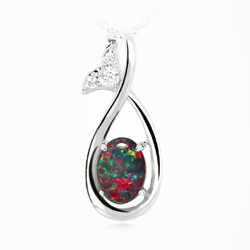 Sterling Silver Triplet Opal Necklace OP0052TR