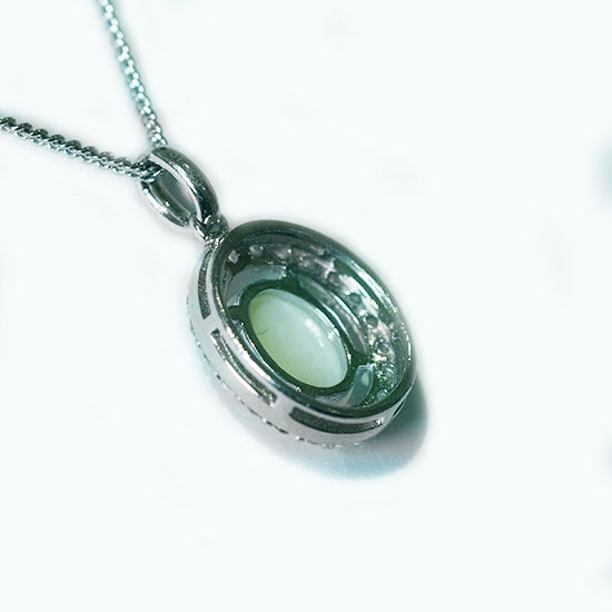 Solid Light Opal Sterling Silver Necklace OP0063SR (9x7 opal)