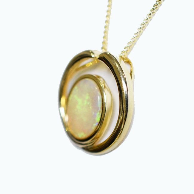 Solid Light Opal Sterling Silver Necklace 18K GP OP0075SG