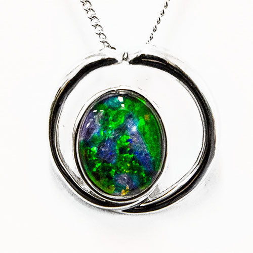 Sterling Silver Triplet Opal Necklace OP0075TR 11X9